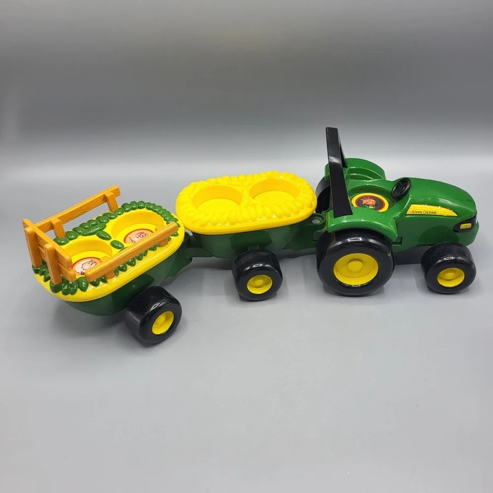 John Deere Animal Sounds Hayride Tractor Toy Kids Green Yellow Works